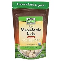 NOW Foods, Raw Macadamia Nuts, Unsalted, Good Source of Fiber, Non-GMO Project Verified, 8-Ounce (Packaging May Vary)