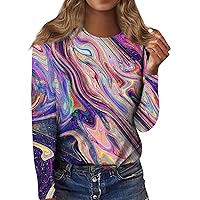 Womens Fall Tops, Women's Fashion Casual Longsleeve Butterfly Print Round Neck Pullover Top Blouse