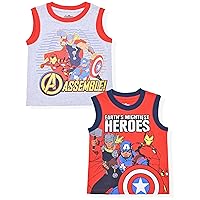 Marvel Avengers Boys’ 2 Pack Tank Top for Toddler and Little Kids – Red/Gray