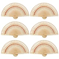 60 Pack Sandalwood Fans- Baby Shower Gifts Wedding Favors, Hand Held Folding Fans Wooden Openwork Personal Handheld Folding Fans for Wedding Party Home Decorations Birthday Gift (Sunflower)