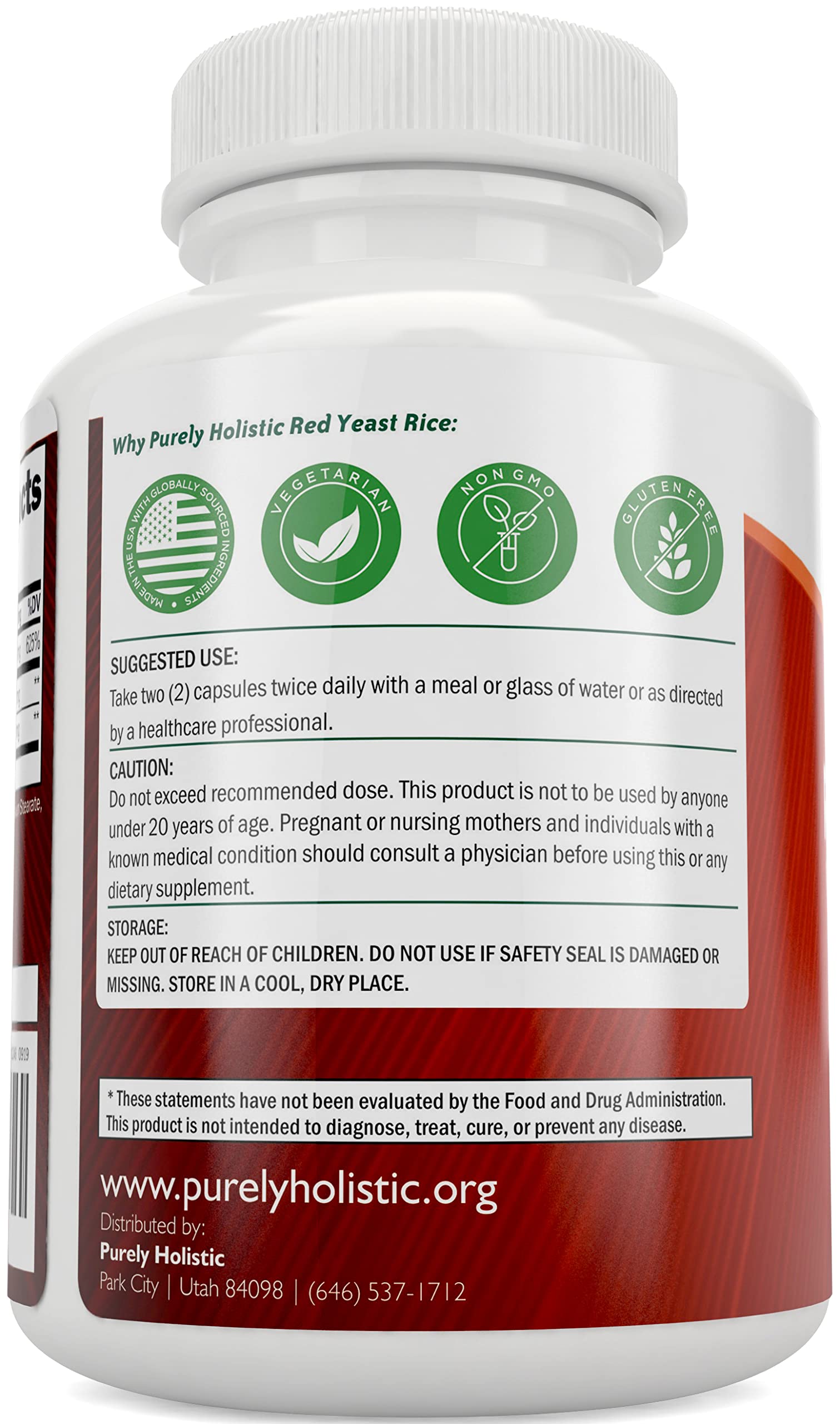 Purely Holistic Red Yeast Rice 1200mg & Niacin + CoQ10 100mg - 120 Capsules & 240 Softgels Bundle - Made in USA