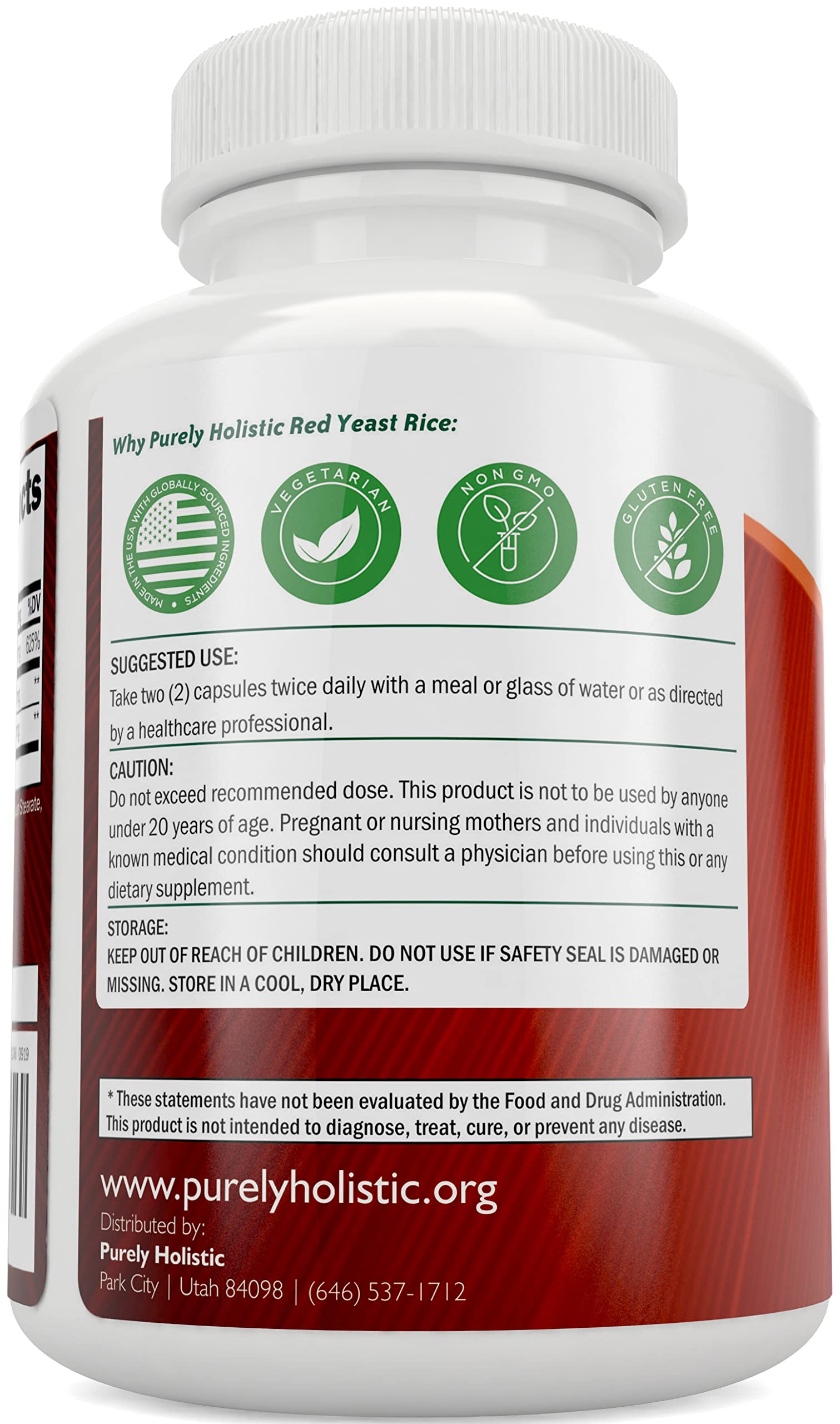 Purely Holistic Red Yeast Rice 1200mg with CoQ10 & Niacin + Vitamin D3 5000 IU (125mcg) & K2 MK7 90mcg Bundle - 270 Vegetarian Capsules - Made in USA