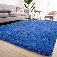 Kelarea Super Soft Shaggy Rug Fluffy Bedroom Carpets, 4x6 Feet Navy Blue, Modern Indoor Fuzzy Plush Area Rugs for Living Room Dorm Home Decorative Kids Girls Children's Floor Rugs