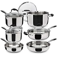 AVACRAFT 18/10 Stainless Steel Cookware Set, Premium Pots and Pans Set, Kitchen Essentials for cooking, Multi-Ply Body Stainless Steel Pan Set, 10-Piece Sets