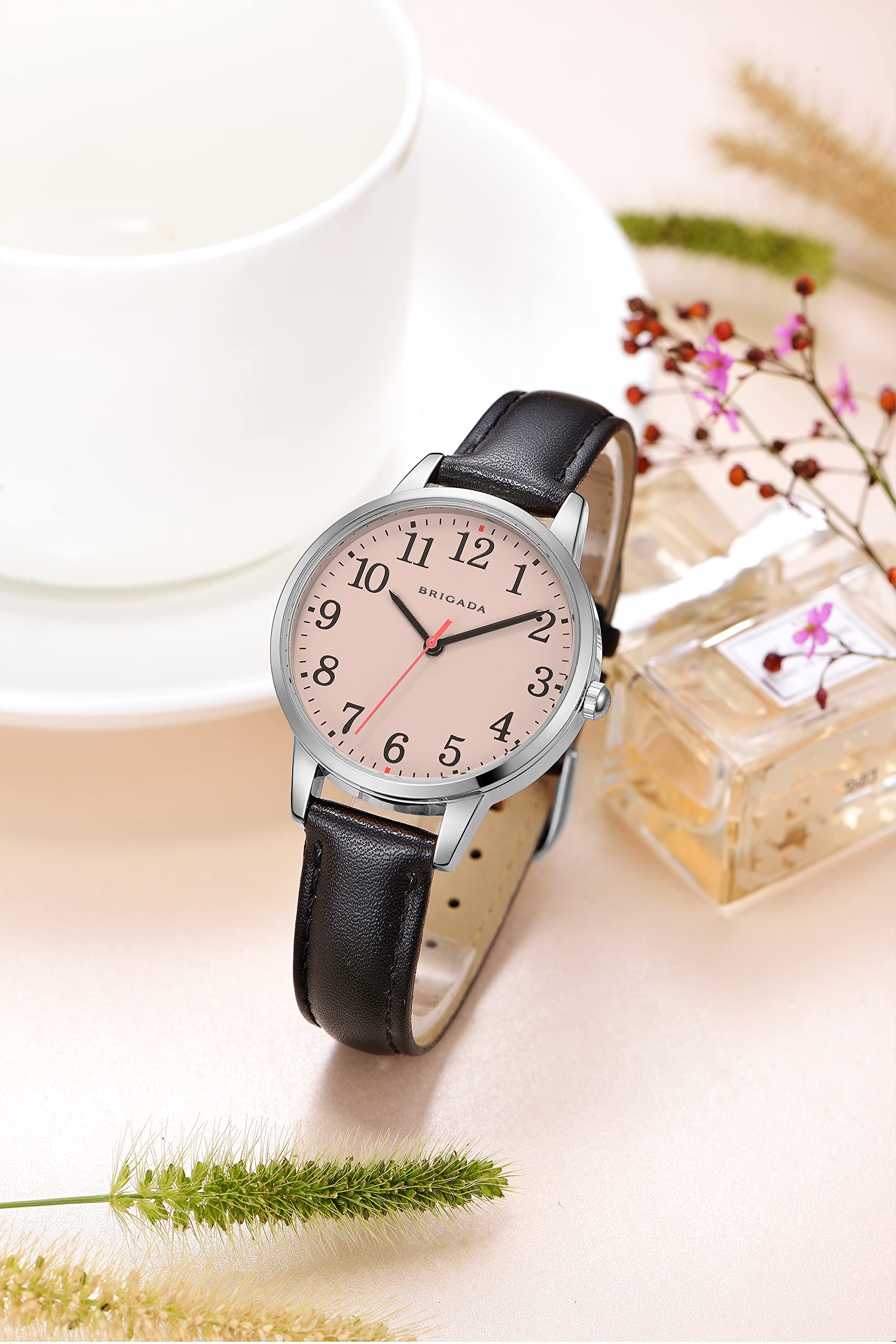 BRIGADA Swiss Brand Minimalist Classic Watch for Men Boys,Gold Automatic  Quartz Brown Leather Watch | Wish