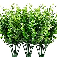 9 Bundles Fake Plants Artificial Boxwood Greenery 63 Stems Fade Resistant Faux Plastic Plants for Garden Farmhouse Porch Patio Window Box Wedding Office Home Indoor Outdoor Decor