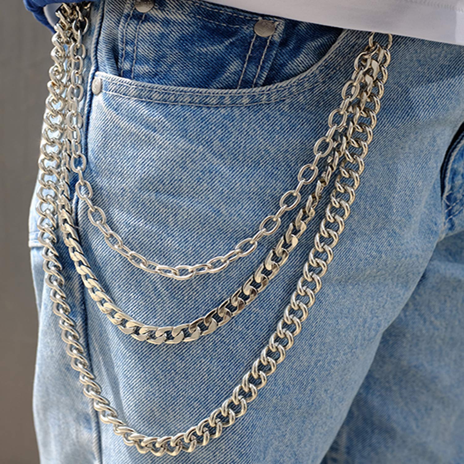 Lainrrew Trousers Chain, Pants Chain Belt Chain Wallet Chain Pocket Chain Hip Hop Punk Jeans Chain Key Chain Goth Accessories for Eboy Egirl Women Men (Style 1)