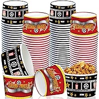 50Pcs Movie Night Party Supplies 9oz Movie Night Snack Ice Cream Cups Bowls Trays Boxes, Disposable Picnic BBQ Cinema Paper Ice Cream Cups Food Trays Popcorn Drink Holder Kids Birthday Party Favors