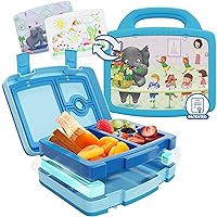 Lunch Box for Kids - Insulated Bento Lunch Box with Art Inserts and Cooler Compartment for Ice Packs - Dishwasher Safe, Removable Tray - Mess-Free Lunch Containers for Kids