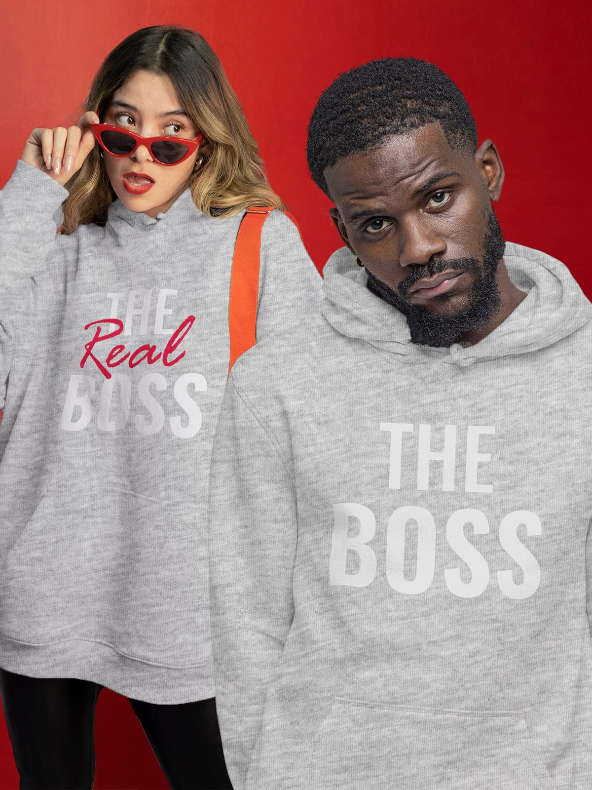 The Boss & The Real Boss Matching Hoodies for Couples His and Hers Hoodie Set