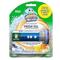 Scrubbing Bubbles Fresh Gel Toilet Cleaning Stamp, Citrus, Dispenser with 6 Stamps