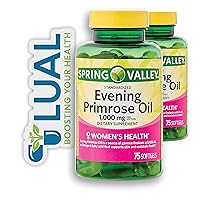 Omega-6 Fatty Acid for Women's Health: Spring Valley Women's Health Evening Primrose Oil Softgels, 1000mg, 75 Count + Luall Sticker(2)