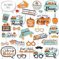 Big Dot of Happiness Funny Happy Fall Truck - Harvest Pumpkin Party Photo Booth Props Kit - 30 Count