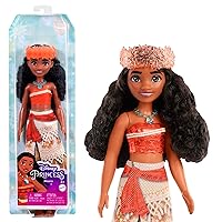 Mattel Disney Princess Toys, Moana Fashion Doll, Sparkling Look with Brown Hair, Brown Eyes & Hair Accessory, Inspired by the Movie