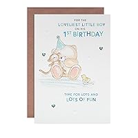 Hallmark 1st Birthday Card For Baby Boy - Forever Friends Embossed Illustrated Design