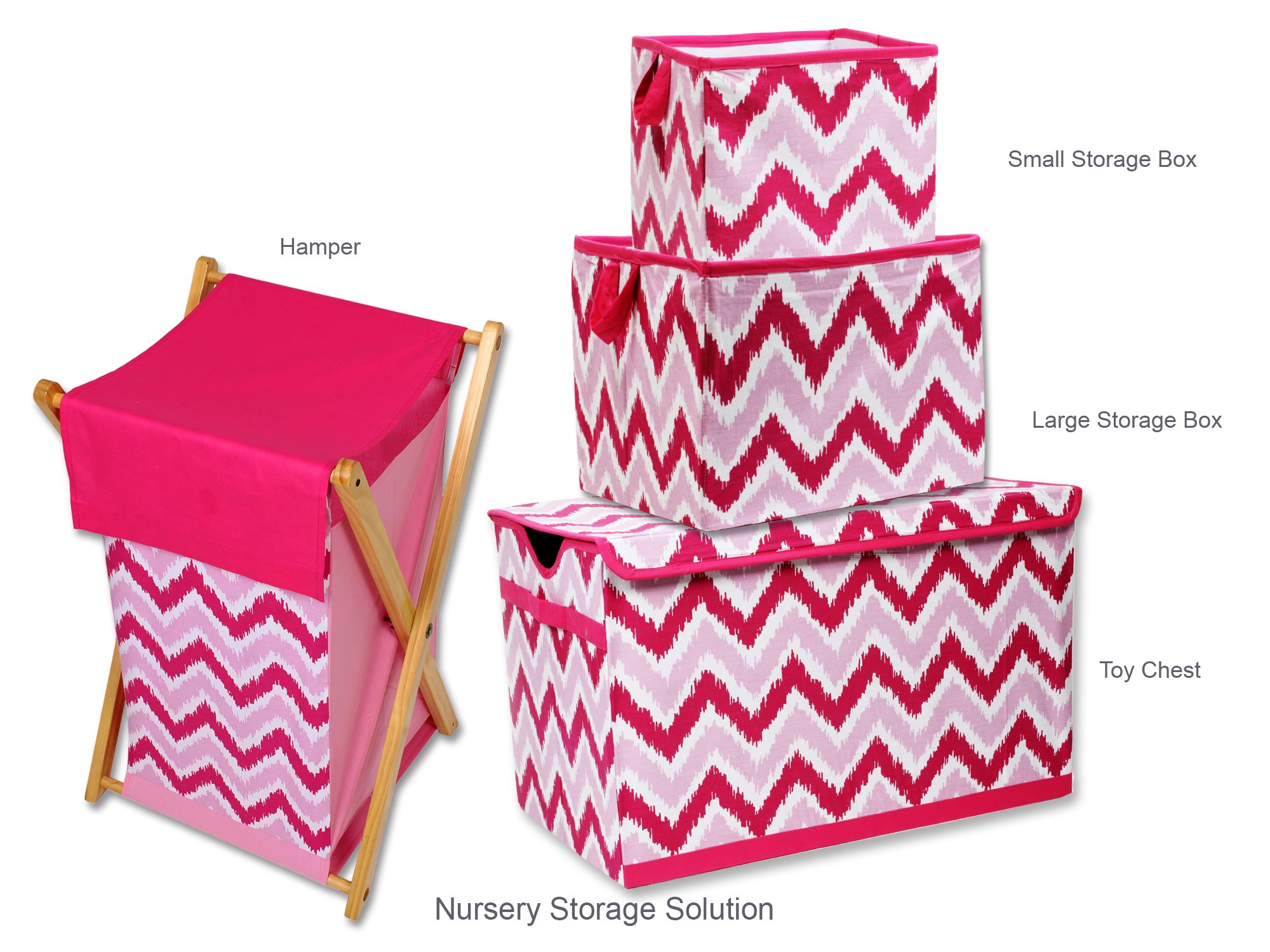 Bacati - Mix N Match Ikat Zigzag/Chevron Nursery Storage (Changing Table Storage Runner, Pink)