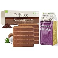 Coco Bliss 650gm Bricks (10-Pack) + Kelp Bliss (10lbs) - Kelp Meal Fertilizer & Organic Coco Coir for Plants - Organic Kelp Fertilizer for Plants - Compressed Coco Coir Bricks with Low EC & pH Balance