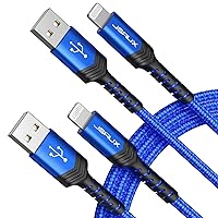 JSAUX iPhone Charger Cable [2-Pack 6ft], MFi Certified Lightning Cable iPhone Fast Charging Charger Cable Cord Compatible with iPhone 13 12 11 Xs Max X XR 8 7 6s 6 Plus 5, iPad, iPod - Blue