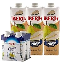 100% Natural Coconut Water 11.1 Oz (Pack Of 4)+ Iberia Pear Nectar, 33.8 Fl Oz, Pack of 3