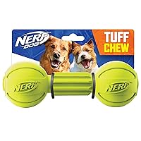Dog Rubber Chew Barbell Dog Toy, Lightweight, Durable and Water Resistant, 7.5 Inches, For Medium/Large Breeds, Single Unit, Green (6994)