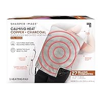 Calming Heat Copper + Charcoal XXL Vibrating Heating Pad by Sharper Image- Weighted Electric Heating Pad with Massaging Vibrations, Auto Off, 12 Settings- 3 Heat, 9 Massage- 27 Combos, 20”x24, 5lbs