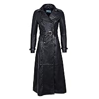Smart Range TRENCH Ladies Black Classic Full-Length Designer Real Nappa Leather Jacket Coat 1123