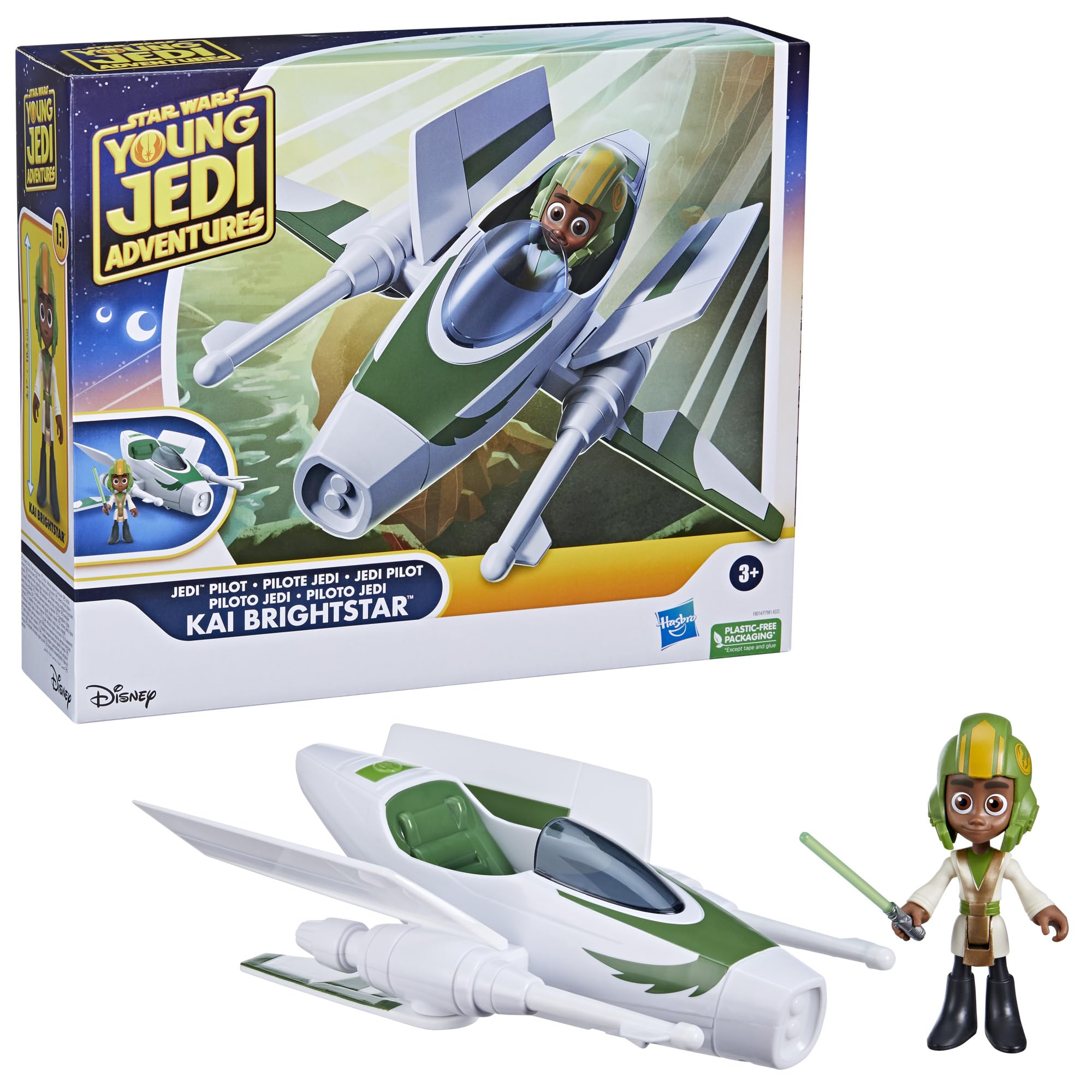 STAR WARS Jedi Pilot Kai Brightstar, 4-Inch Scale Action Figure & Star Wars Ship, Toys, Preschool Toys for 3 Year Old Boys & Girls