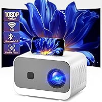[Electric Focus] 18K Native 1080P Mini Bluetooth Projector 4K Support, 5G WiFi FULL HD 1080P Portable Video Projector Max 300” Display |ZOOM 50%|, Outdoor Movie Projector for HDMI/USB/AV/TV Stick/PS4
