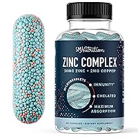 Zinc Supplement Microbeadlets for Immune & Acne Support | Highly Absorbable Zinc Bisglycinate & Orotate with 2mg Chelated Copper + Vitamin B6 | Vegan, Gluten-Free | 30mg Zinc Balance | 60 Capsules