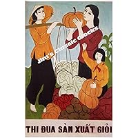 North Vietnamese Women Carrying Fruit Propaganda Poster-Free US Ship-Vietnam