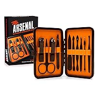 Ultimate Men's Grooming Kit, 10-Piece Set - The Arsenal Gift Set by Wild Willies, Multi-Purpose Manicure, Pedicure & Facial Tools Include Nail Clippers, Scissors, Tweezers & Blackhead Remover