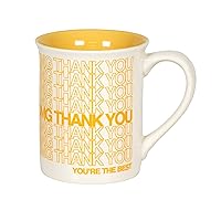 Enesco Our Name is Mud OMG Thank You Repeating Type Coffee Mug, 1 Count (Pack of 1), Yellow and White