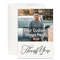 Simply Uncaged Christian Gifts Personalized Thank You Card Custom Your Photo Image Upload Your Text Greeting Card (Pack of 48)