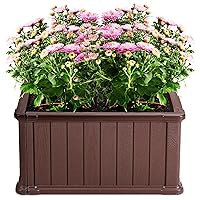 Raised Garden Bed Outdoor, Planter Raised Bed for Vegetable Fruit, Durable Raised Flower Bed in Lawn Patio Backyard, HPDE Garden Bed Kits with Metal Stakes, Outside Garden Box Square, Brown