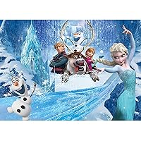 Frozen Backdrop,7x5FT Frozen Theme Happy Birthday Backdrop for Girls Elsa Princess Background Frozen Photography Background Party Supplies Blue