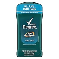 Degree Men Antiperspirant Deodorant Stick 48 Hour Sweat and Odor Protection Cool Rush Men's Deodorant Keeps You Feeling Fresh and Dry 2.7 oz 2 Count