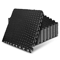 Thicker EVA Foam Puzzle Exercise Mats for Home Gym Workout ¾” Interlocking Floor Tiles for Fitness Equipment - Black - 48 Square Feet