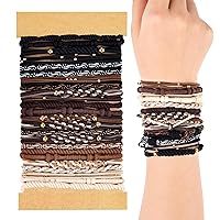 24Pcs Boho Hair Ties, Bracelet Hair Ties for Women Girls No Damage Hair Bands for Thick Thin Hair Long Curly Hair Accessories (Style I)