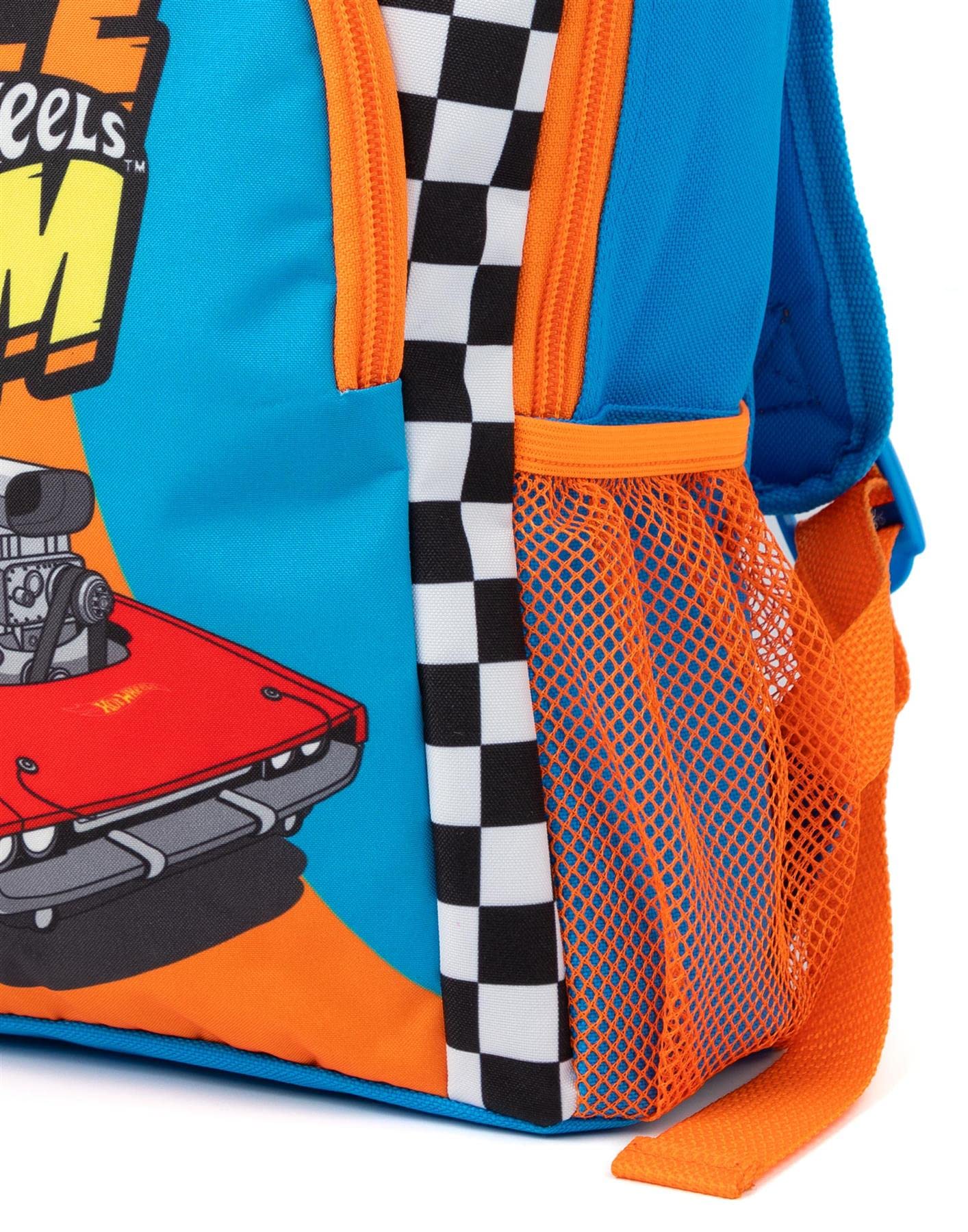Hot Wheels Kids Backpack | Girls Boys Orange Blue Car Race Wheels Rucksack | Luggage Sports School Bag with Adjustable Straps | Racer Merchandise Gifts