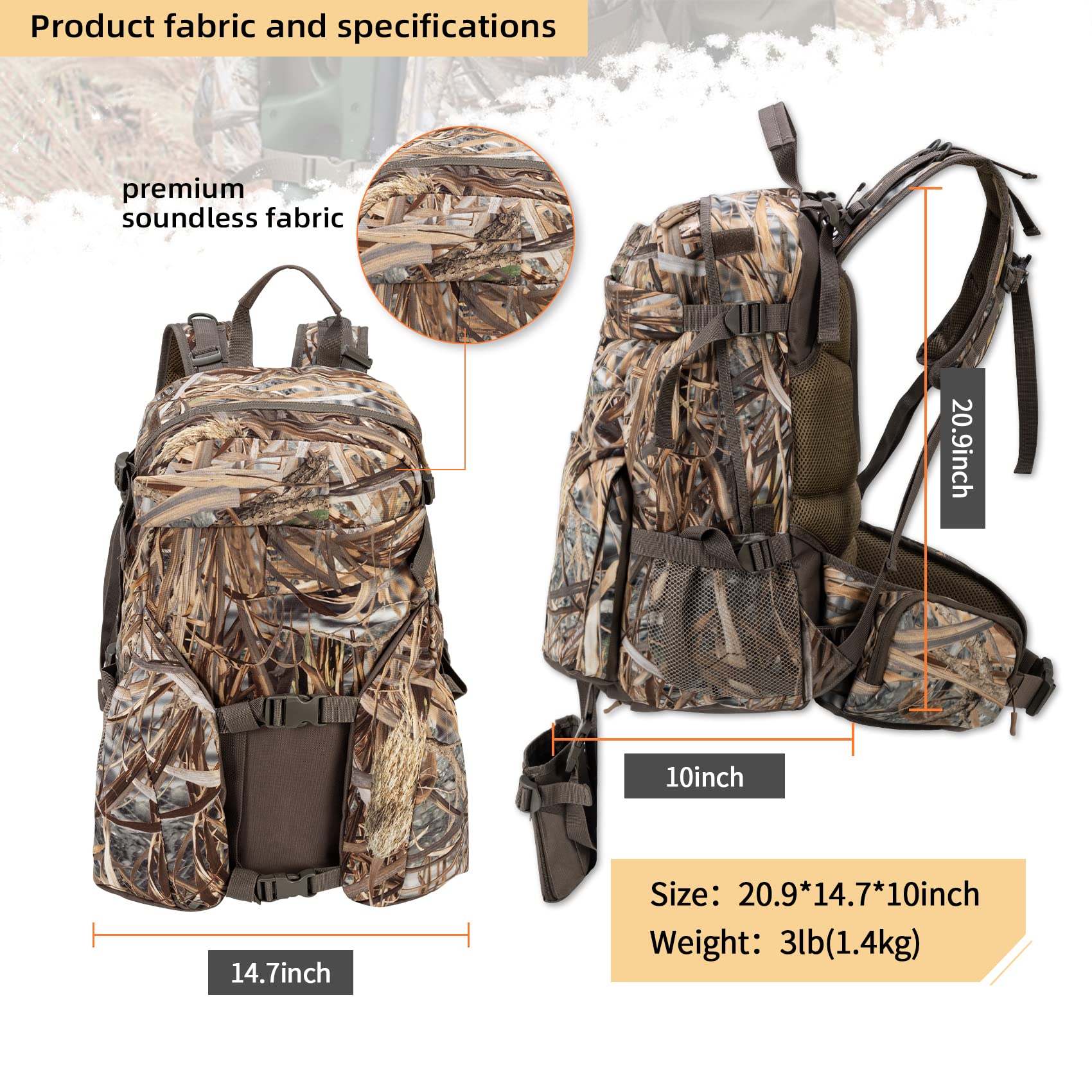 BLISSWILL Hunting Backpack Outdoor Gear Hunting Daypack for Rifle Bow Gun