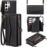 for Samsung Galaxy S24 Ultra Wallet Case for Women, [Wireless Charging] [RFID Blocking] [12 Card Holder], Leather Detachable Magnetic Strap Phone Case for Galaxy S24 Ultra 6.8