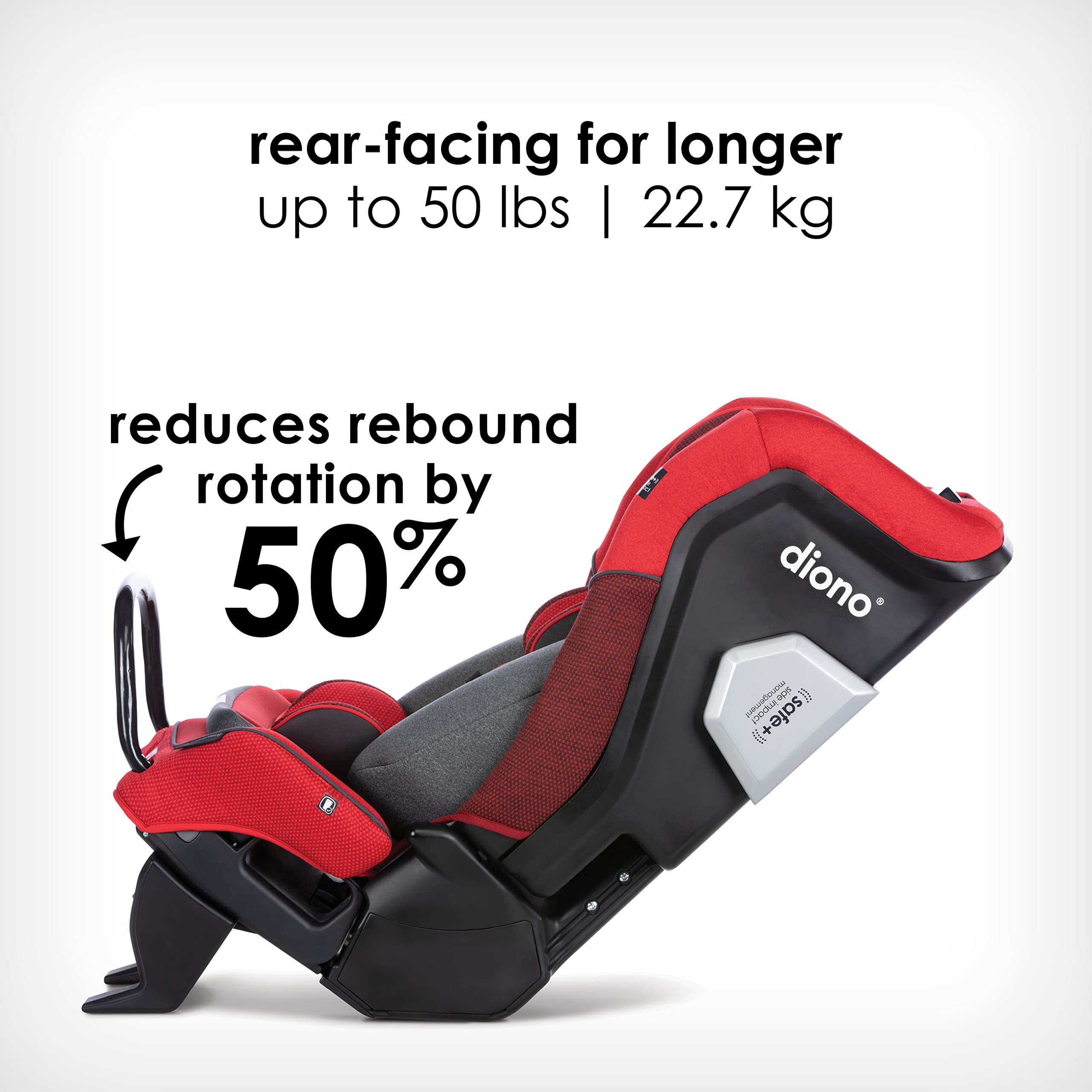 Diono Radian 3QXT 4-in-1 Rear and Forward Facing Convertible Car Seat, Safe Plus Engineering, 4 Stage Infant Protection, 10 Years 1 Car Seat, Slim Fit 3 Across, Red Cherry