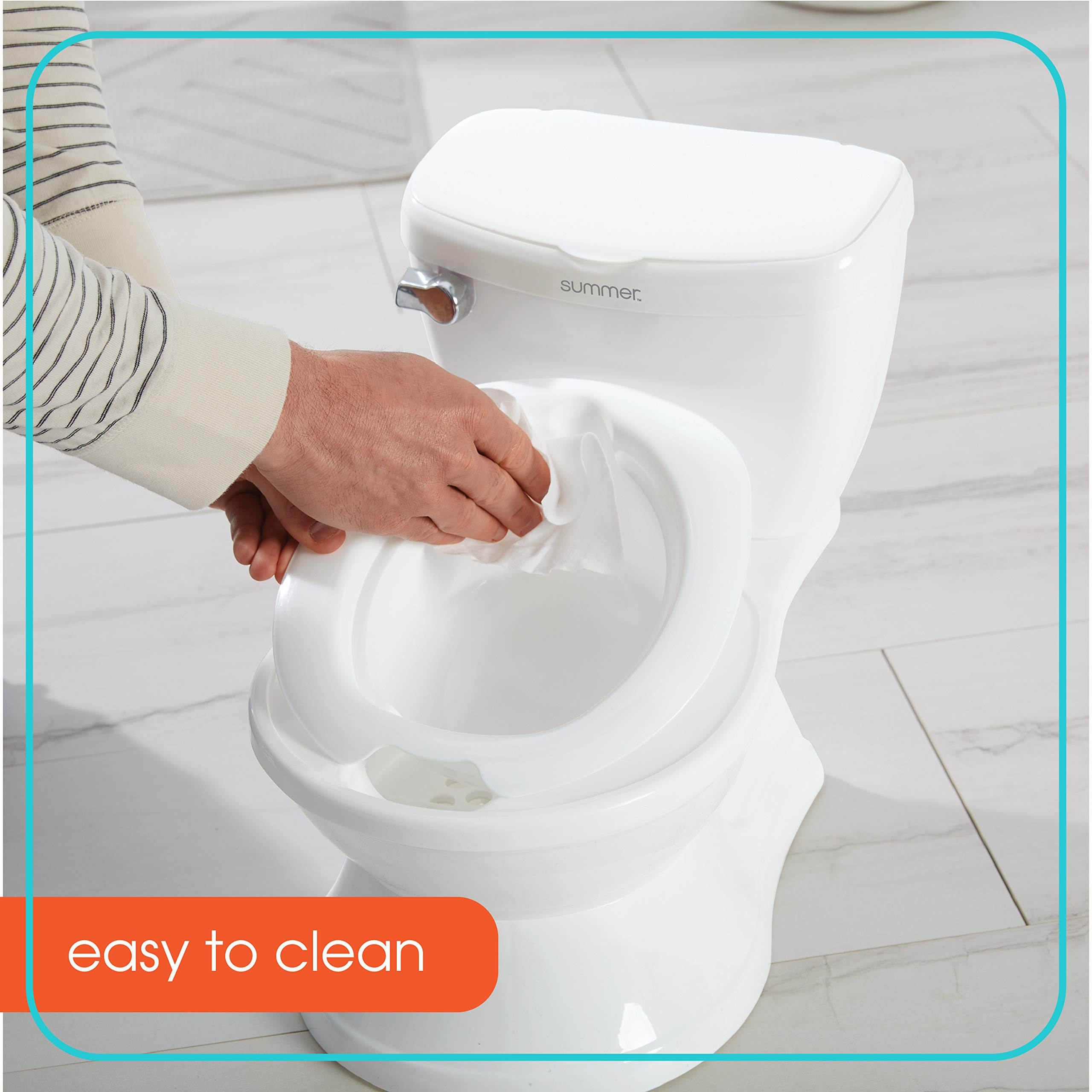 Summer My Size Potty with Transition Ring & Storage, White - Realistic Potty Training Toilet - Features Interactive Toilet Handle, Removable Potty Topper and Pot, Wipe Compartment, and Splash Guard