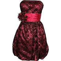 Strapless Lace Satin Bubble Prom Homecoming Party Dress