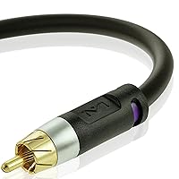 Mediabridge Ultra Series Subwoofer Cable (75 Feet) - Dual Shielded with Gold Plated RCA Connectors (Black)