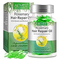 Organic Rosemary Hair Oil Capsules 40 PCS, Rosemary & Argan & Avocado Hair Growth Oil for Frizz Dry&Damaged Hair, Deep Moisturizing Hair Heat Protectant Oil with Vitamin E A C B5 and Keratin