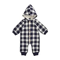 Mud Pie Baby Boys' Navy Plaid One Piece Outfit, Blue, 9-12 Months