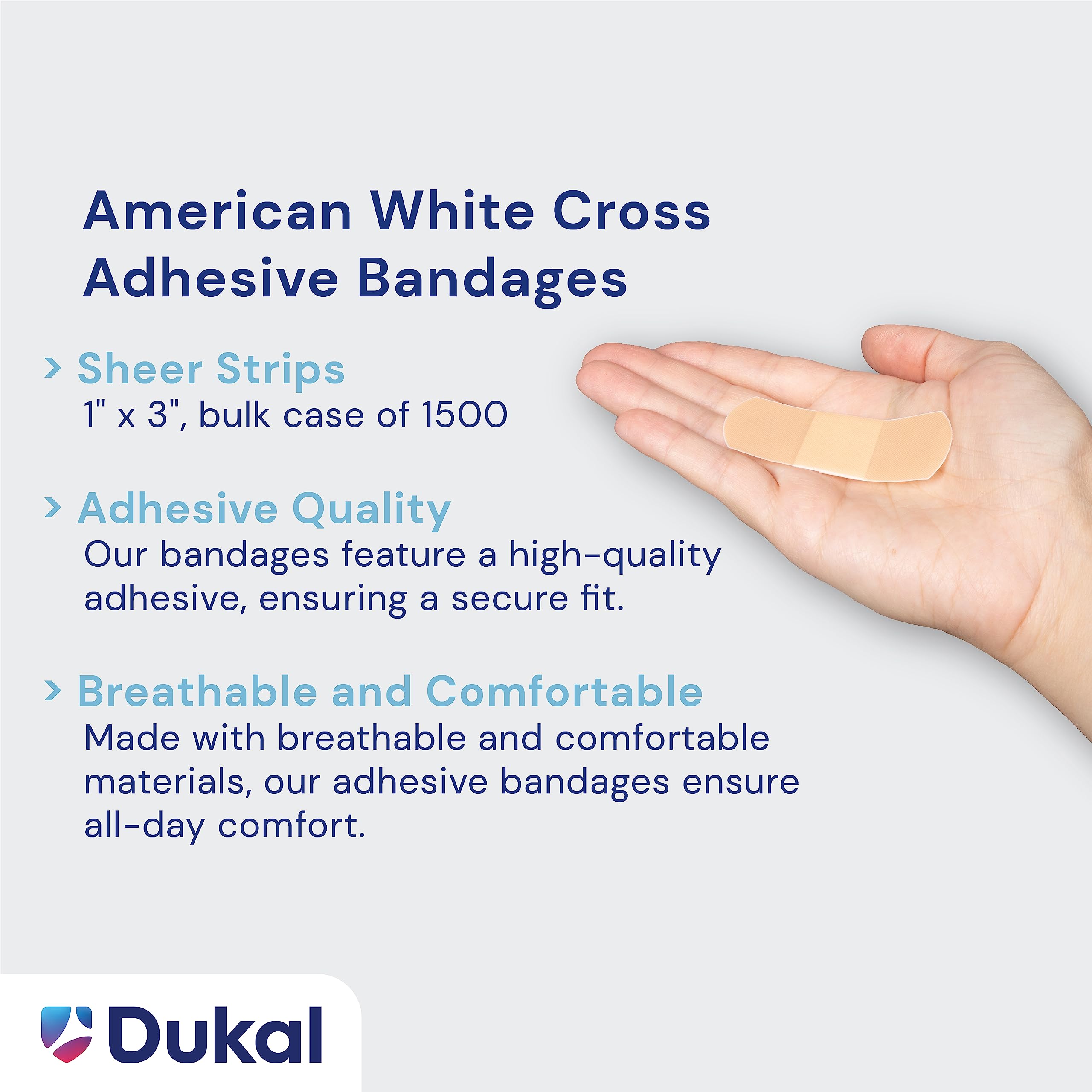 American White Cross Adhesive Bandages, Sheer Strips, 1