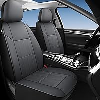 Faux Leather Car Seat Covers Front Pair, Universal Front Seat Covers for Car, Breathable Seat Covers for SUV, Sedan, Van, Premium Automotive Interior Covers, Airbag Compatible, Grey
