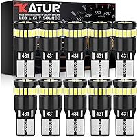 KATUR 194 LED Light Bulb 6000K White Super Bright 168 2825 W5W T10 Wedge 24-SMD 3014 Chipsets LED Replacement Bulbs CANBUS Error Free for Car Dome Map Door Courtesy License Plate Lights (10pcs,White)